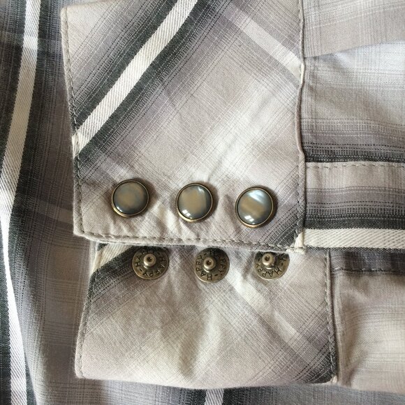 Panhandle Slim Brooks & Dunn Womens Western Shirt Blouse Large Plaid Snap - Picture 10 of 12